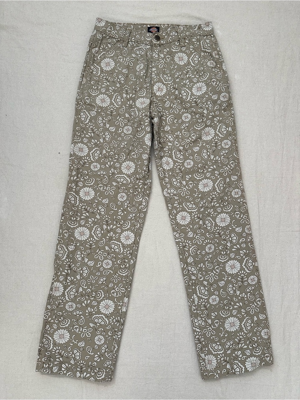 Dickies Ellis Floral Duck Canvas Paisley Workwear Pants Tan Beige W29/L32